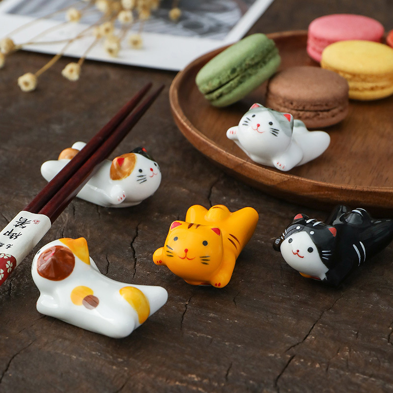 Chopstick Rest Ceramic - Vliegende Kat Keramische Eetstokjessteun Japanse Stijl