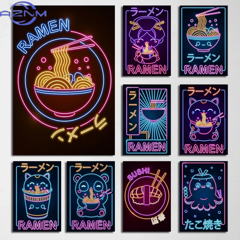 Japanese Culture Lifestyle - AZNM Japanse Wave Ramen Sushi Cat